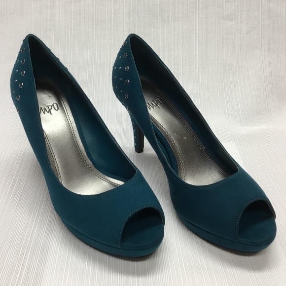 IMPO Exciting Peep Toe Teal Color Heels - Picture 2 of 8